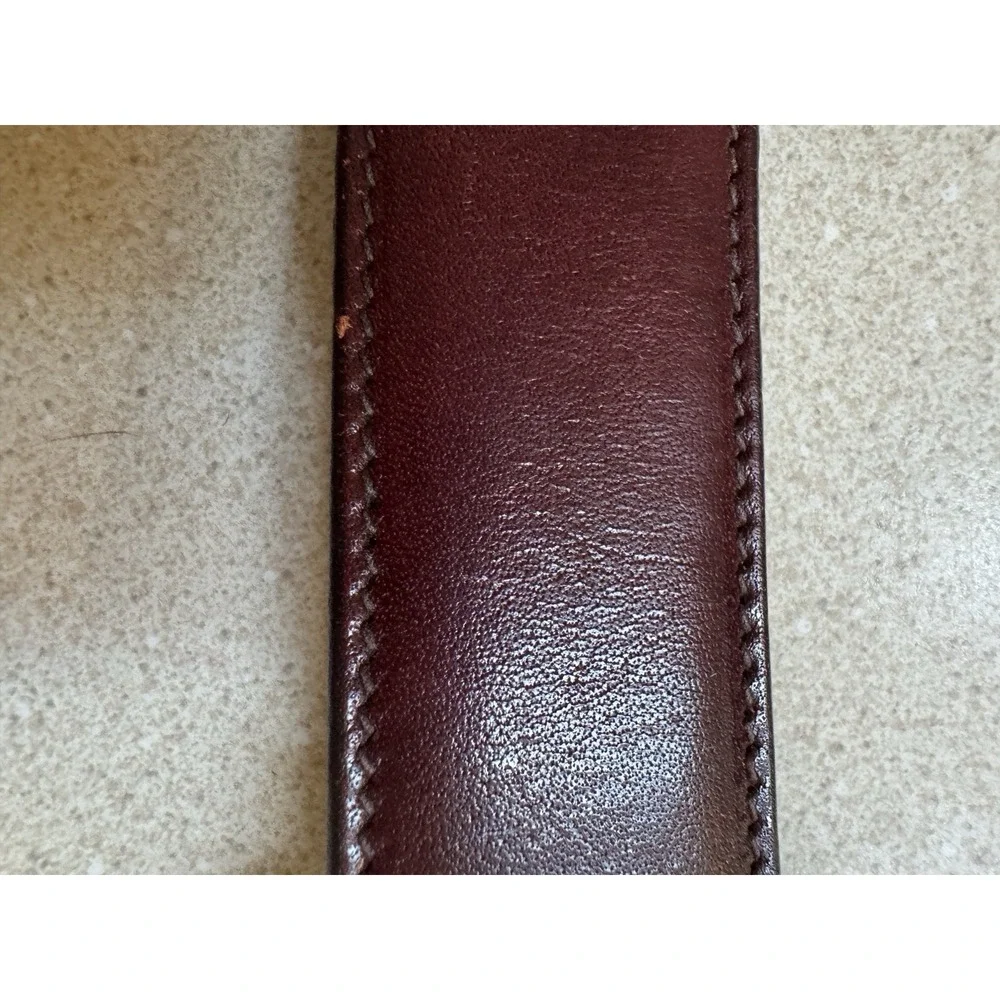 Vintage Trafalgar Cortina Oxblood Leather Brass Buckle Belt 34Handmade USA